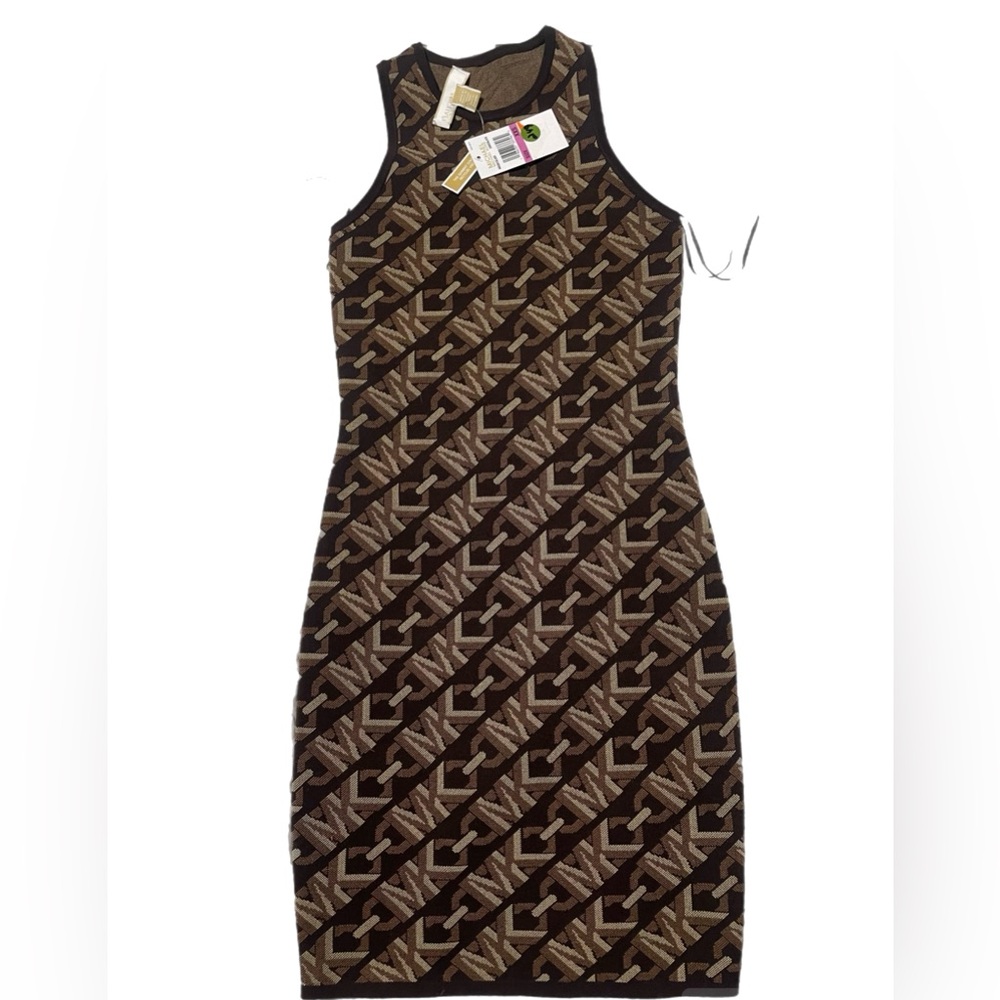 MICHAEL Michael Kors Brown Patterned Midi Dress